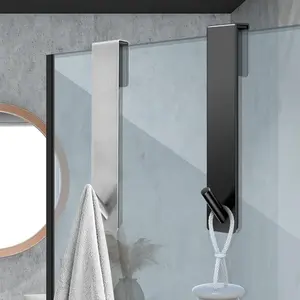 Shower Door Hooks for Frameless Glass, Stainless Steel Towel Hooks in Silver Color &, Heavy-Duty Clothes Hangers - 2pcs