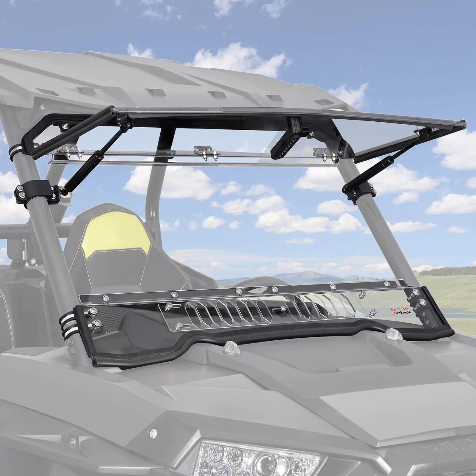 14-18 RZR Flip Up Vented Windshield Compatible with Polaris RZR (XP 1000/4 1000 2014-2018, 900/XP Turbo/4 Turbo 2015-2018) 2-in-1 Full Window Anti-UV Hard Coated Front Windscreen
