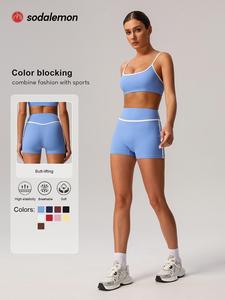 two-piece set women's solid crop sports bra & high waist skinny shorts tracksuit set, breathable comfortable sports outfits for yoga gym workout running, ladies sportswear for all seasons