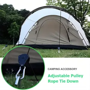 High-Visibility Reflective Camping Tent Ropes, Four Pack with Adjustable Pulleys, Durable Polyester Material, Ideal for Outdoor Adventures