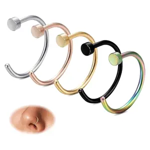 5PCS Nose Ring Hoops Set 18G 20G 22G – 316L Stainless Steel Hypoallergenic