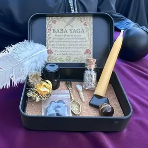 Eco-Friendly Baba Yaga Travel Altar Tin - Witchcraft Supplies Storage Organizer, Folklore Mystical Goddess Altar Container, Witch Spell & Magic Accessory, Unique Gift for Witches