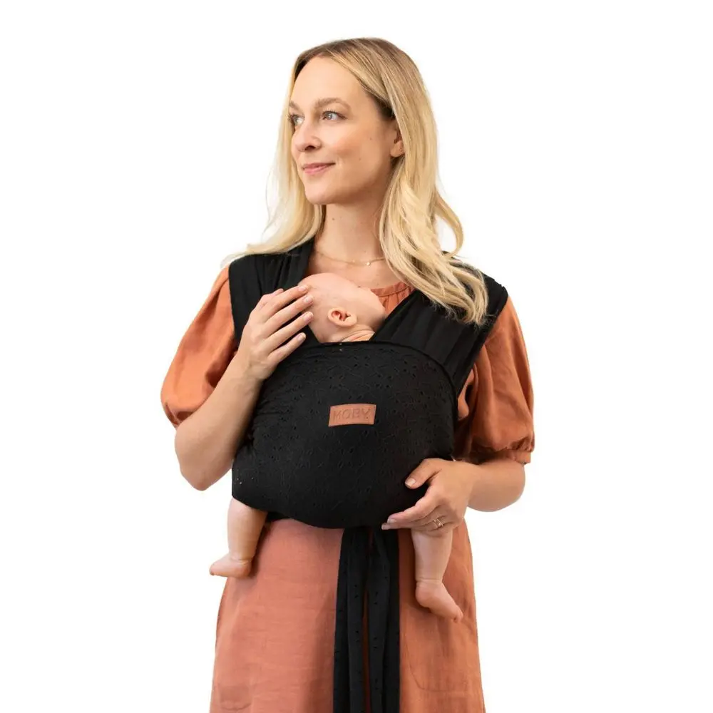 Moby Petunia Picklebottom X Moby Wrap Easy-Wrap Baby Carrier - Black Eyelet