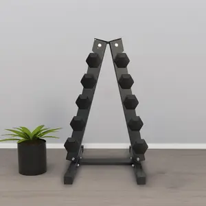 Heavy Duty 5-Tier Dumbbell Rack Stand, 480LB Capacity Carbon Steel Weight Organizer, Space-Saving A-Frame Vertical Storage for Home Gym & Garage, Professional Strength Training Equipment Holder, Durable Weightlifting Rack - Fits Most Sizes