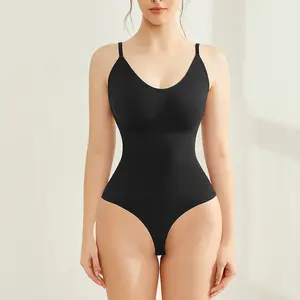 Women's Sleeveless Adjustable Strap Minimalist Shapewear Bodysuit,Black Ultra-Soft Fabric Full-Body Shaping Bodysuits Suitable for Daily Use TikTokShopBlackFriday