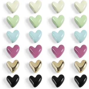24Pcs Cute Love Heart Decorative Fridge Magnets Colorful Strong Holding Power Refrigerator Magnets for Whiteboard Cabinet Locker