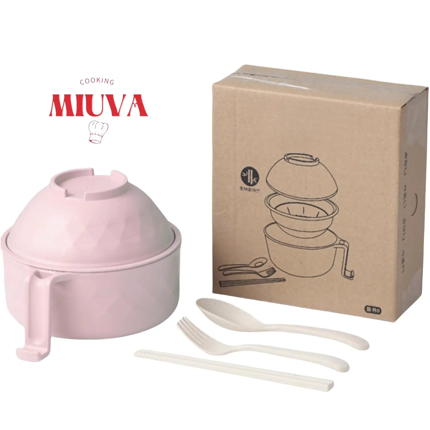 MIUVA 6 in1 Ramen Cooker 33oz Microwave Noodle Bowl with Chopsticks College Dorm Room Essentials for Instant Noodles Cooking Utensils Kitchenware