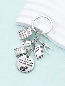 Fashion Classic Book Bag Calculator Keychain, Stainless Steel Tag Alloy, Traditional Campus Style, Campus Theme, Suitable for School Students Teachers Gifts