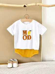 Summer Baby Fresh Loose Lemon Theme Short Sleeve + Shorts, Infant Toddler Clothing Set, Comfortable and Stylish