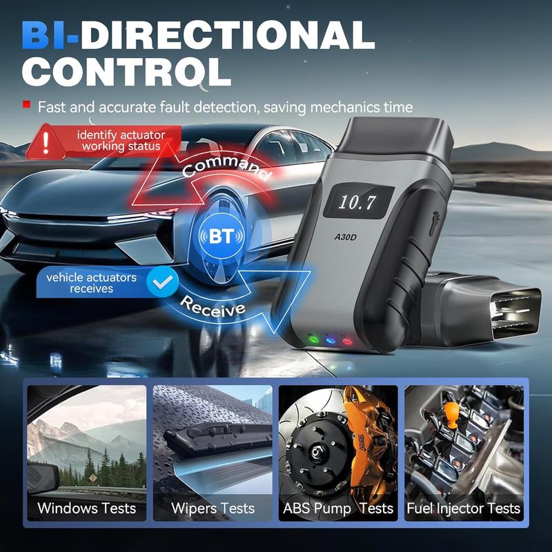 Anyscan A30D OBD2 Scanner , Bidirectional Scan Tool with Lifetime Updates & 16 Resets, FCA, CANFD, Crank Sensor Relearn, Full System Diagnostics,  Code Reader for /Android