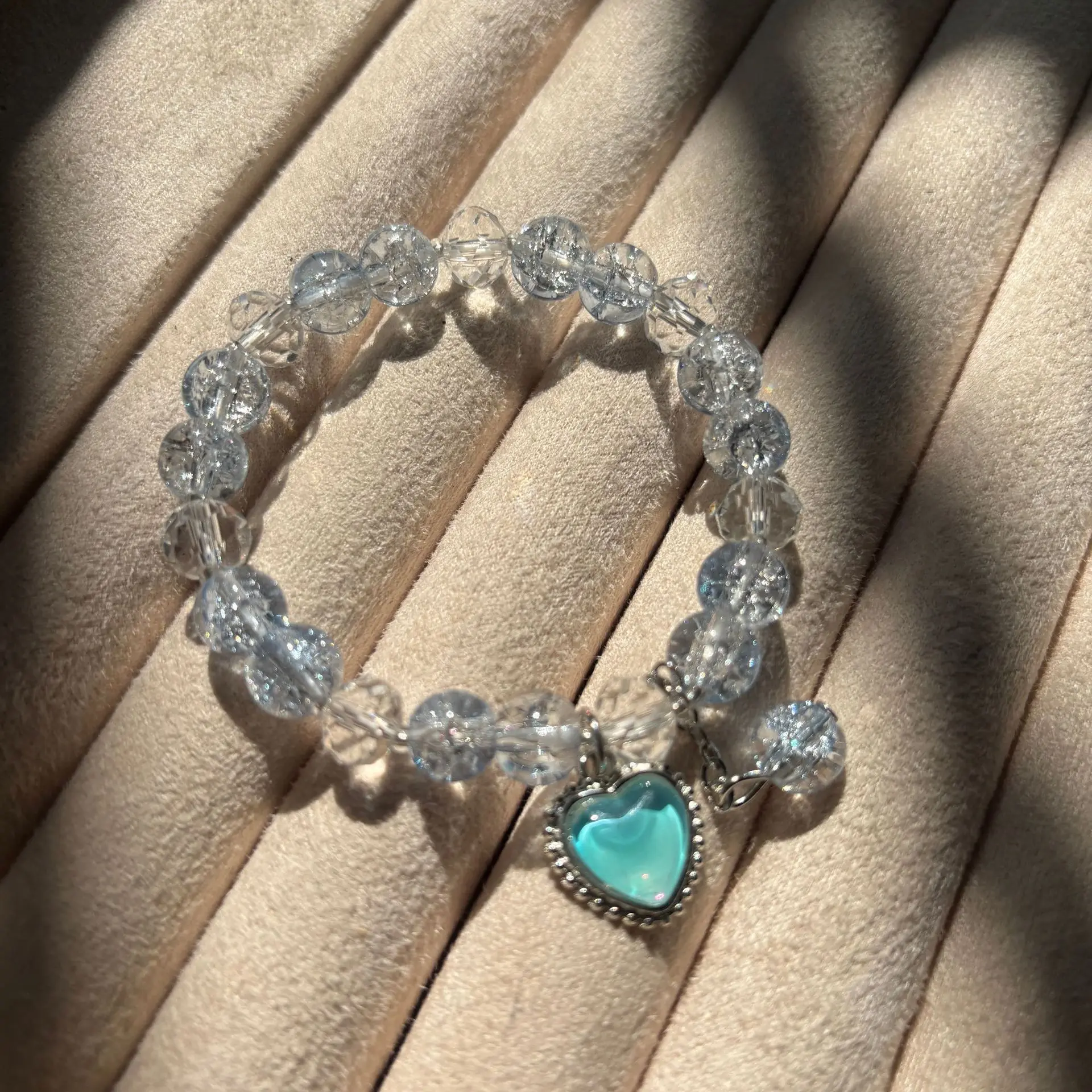 Blue crystal burst heart bracelet#SZ192