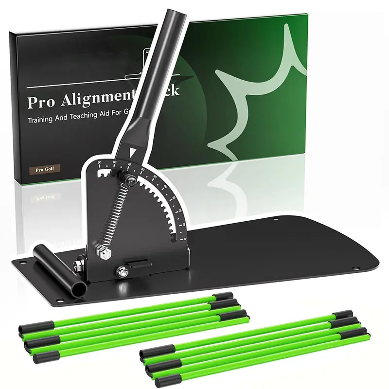 Golf Alignment Sticks Holder with Angle Adjustment, Golf Swing Training Aid for Putting, Full Swing, Posture Correction, Portable Golf Trainer