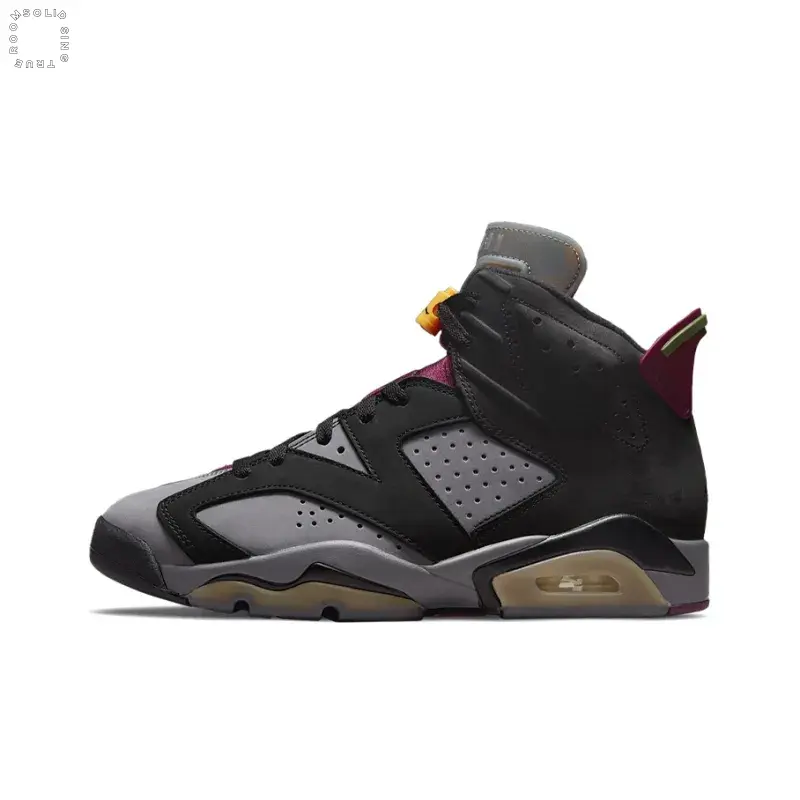 Dark Grey Black Magenta Accent High-top Retro Basketball Sneakers | Mixed Matte Suede Panels for Upper | Amber-tinted Translucent Air Cushion Midsole, Suitable for Edgy Urban Streetwear, Autumn Dark-toned Outfits and Casual Basketball Training