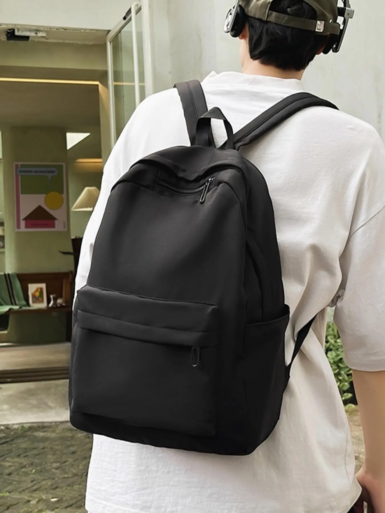 Casual Plain Zipper Backpack, Casual Daypack Backpacks, Large Capacity Multi-layer Backpack, Backpack for Men & Women, Casual Backpack for Work & School, Durable, Multifunctional, Daily Backpack, Everyday Backpack