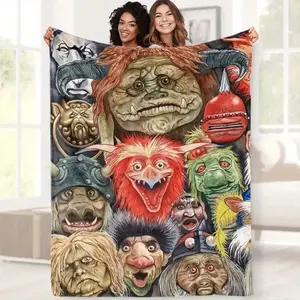 Maze-Inspired Goblin King & Labyrinth Movie Characters Flannel Blanket - Ultra-Soft Jareth Print Throw for Bed, Sofa, Travel - Lightweight Warm All-Season Gift for S & (Fantasy Fans) - Iconic Movie Scenes Accessory