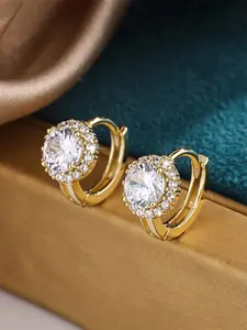 1 Pair Pretty Cubic Zirconia Hoop Earrings For Women For Wedding Engagement Anniversary Party Jewelry Valentine's Day Gift Solitaire Earrings