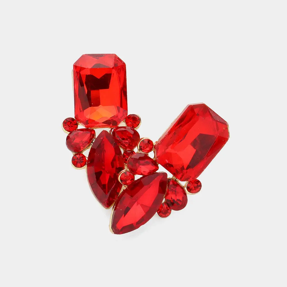 Red Square and Marquise Stone Pageant Earrings  | Interview Earrings|  622215