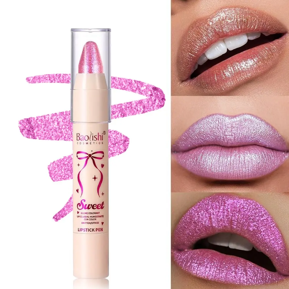 “6 Colors Shimmer Lipstick Pen，Glitter Pearl Lip Crayon Glossy Long-Lasting Lipstick Makeup for Party Festival Christmas Halloween Birthday Gift for Women Girls”