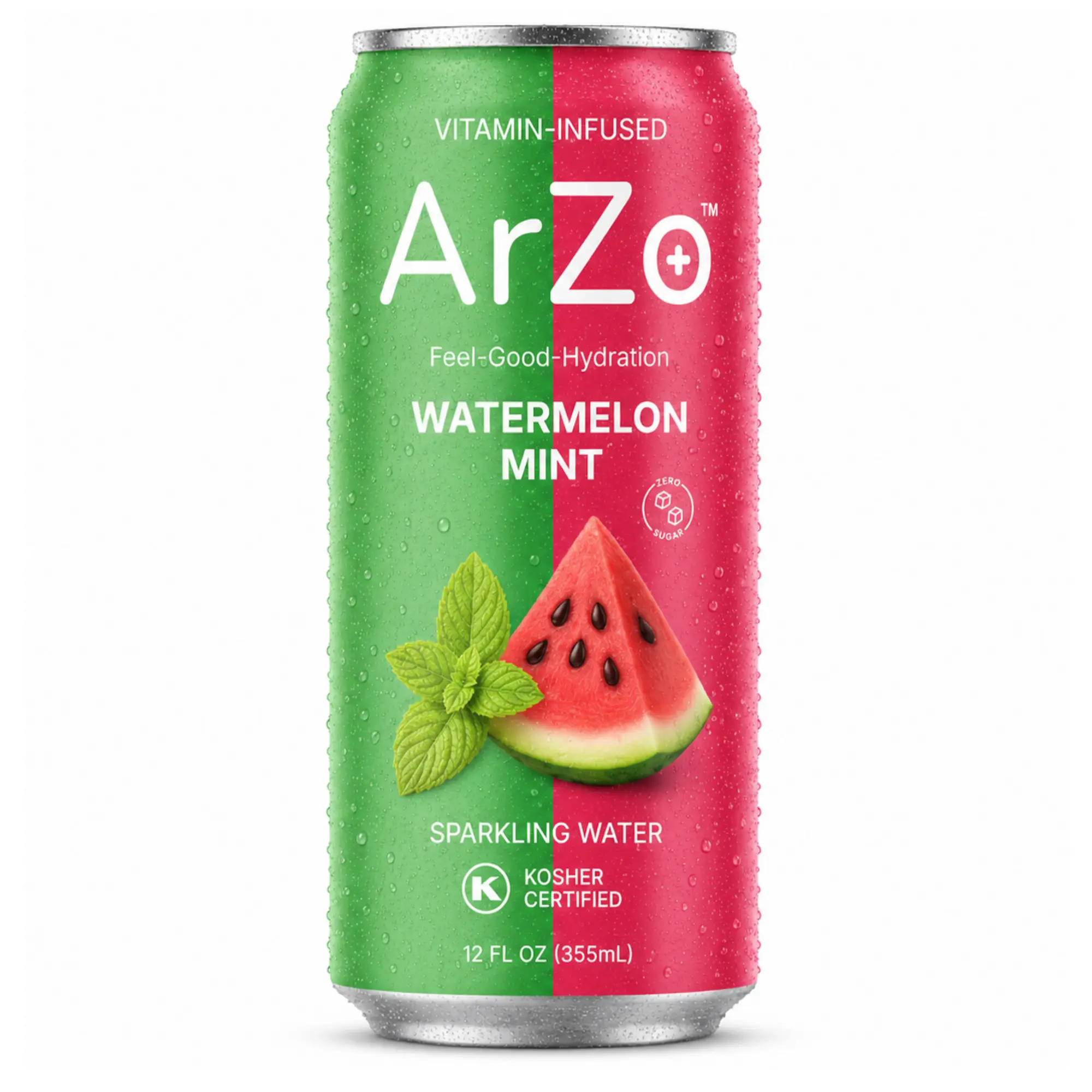 8 Pack Watermelon Mint Vitamin Infused Sparkling Water by ArZo Water – Organic, Vegan, Zero Sugar & Calories, Immunity & Stress Support, Refreshing Flavors, 12 FL OZ