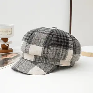 Women’s Vintage Plaid Newsboy Hat – Classic British Style Baker Boy Cap. Classic British-style plaid newsboy hat for women. Soft, warm, lightweight, and easy to match with any outfit. Perfect for autumn and winter fashion.