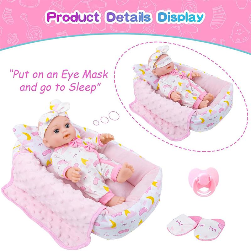 12-inch Reborn Baby Doll with Matching Outfit，Paired with Sleeping Bag Set And Paciffer， Halloween/Thanksgiving / Christmas gifts