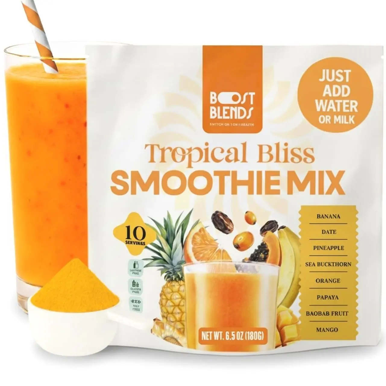 Smoothie Mix – Freeze Dried Fruit Powder for Smoothies & Smoothie Bowls – Sugar Free Drink Mix - Great in Frozen Desserts & Ice Cream Style Treats – Healthy & Natural - Mix in Seconds - Pineapple, Mango, Date, Papaya & More
