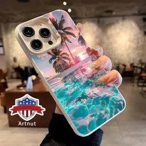 Azure Sea and Blue Sky Pattern Magnetic Phone Case for iPhone 15 16 14 Pro Max 13 12 11 XR XS Plus Shockproof Anti-Scratch Durable PC Back Protection Cover Cellphone Protective Smartphone Casing