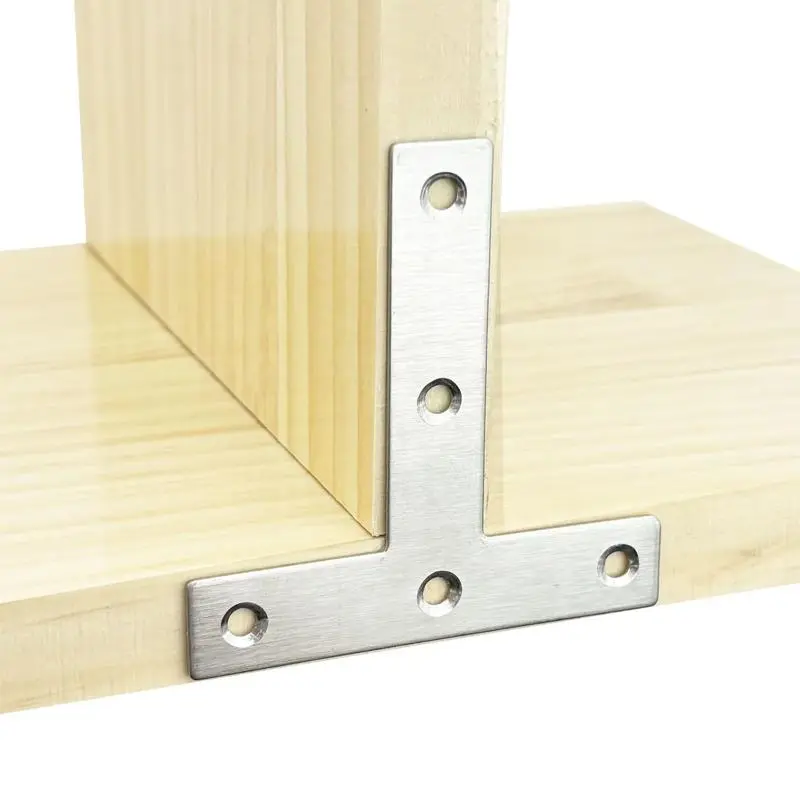 T-shaped/L-shaped Flat Bracket with Screws, Angle Brackets, Metallic Counterbore Design Bracket Support, Fastener & Hooks for Home & Office