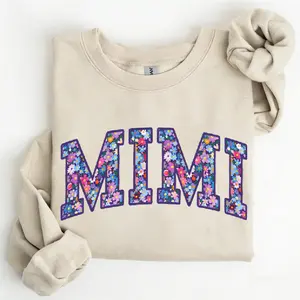 Vintage Washed Mimi Sweatshirt, Floral Mimi Shirt, Trendy Mimi Shirts, Womens Flower Mimi Gift, Pregnancy Reveal Gift for New Mimi, Mimi Shirt