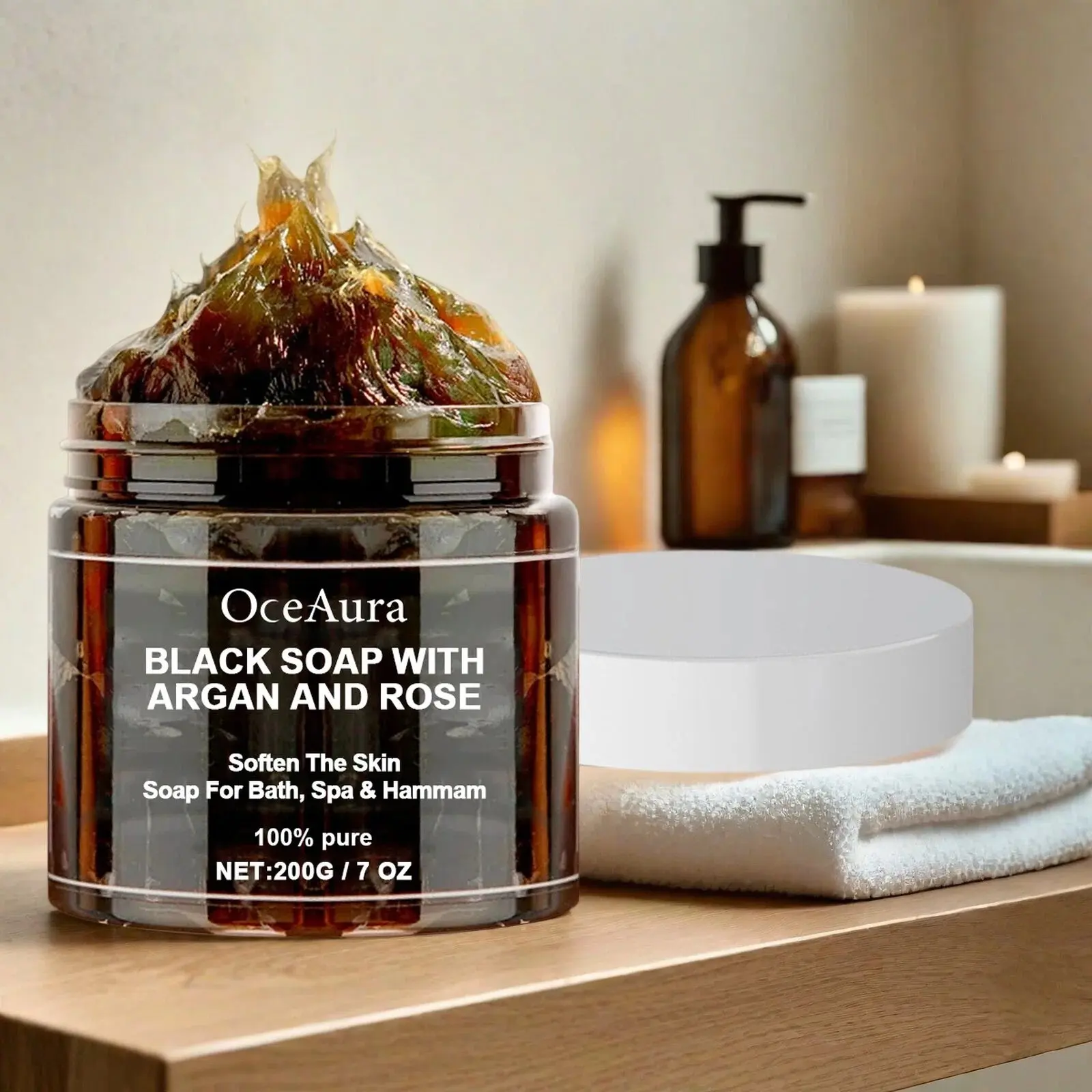 Black Soap with Morocco Argan Oil, Premium Soap, Deep Cleansing Hydrating Moisturizing Nourishing Body Wash Soap, Essential Oil Soap, Body Care Product for Women & Men, Unisex, Cleanser Moisturizer