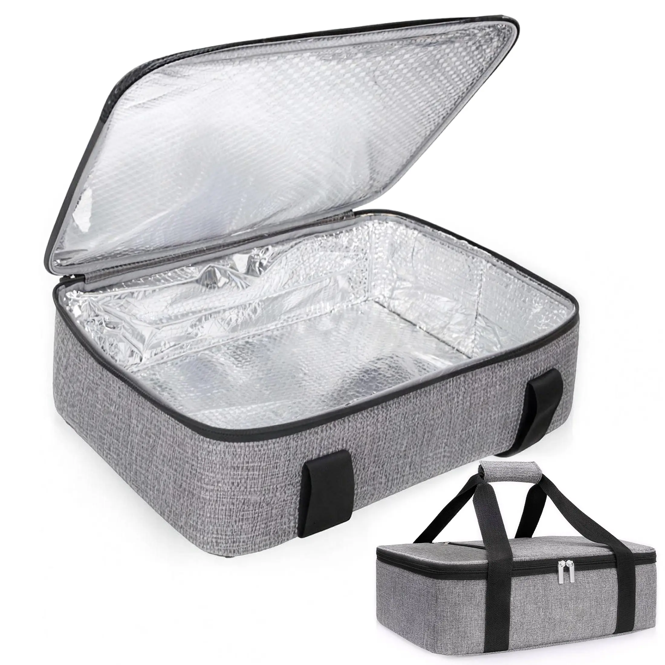 Insulated Casserole Carrier Bag with Lid, Large Thermal Cooler Bag for Hot/Cold Food, Fits 9"x13" to 11"x15" Baking Dishes, Easy-Carrying for Party, Picnic