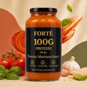Forté Protein Marinara Sauce - 17g Protein, 8g Net Carbs, Gluten-Free, Keto Friendly, No Added Sugar, Excellent Source of Vitamins C & A, No Artificial Preservatives, Clean Ingredients, Whey Protein, Collagen Peptides, Easy Meal Prep