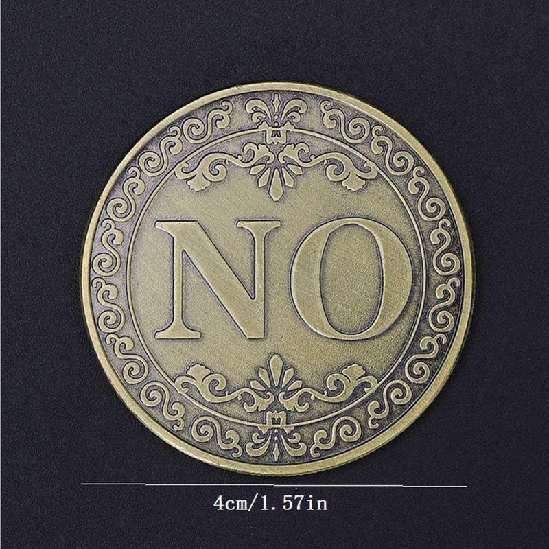 Lucky Badges for Decision Making - Yes No Challenge Badges Decision Maker Divination Badge, Antique Gray Silver with Ornamental Floral Design, Collectible Badge, Unique Christmas Gifts