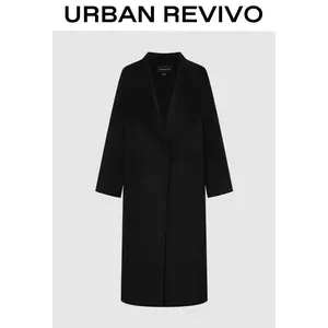 URBBAN REVIVO Oversize Trench Coat ULG150006 Long Sleeve Lengthy Jackets
