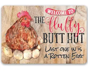 Fluffy Butt Hut - Metal Sign
