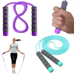 2 Pcs Adjustable Soft Skipping Ropes for Beginners - Foam Handles, Slip-Resistant, Sweat-Proof, Good Elasticity, Calisthenics Tools for Home Exercises, Indoor Sports Workouts