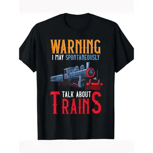Funny Train Shirts For Men Locomotive Train Lover 100% CottonT-Shirt y2k  outfits  men time  tee  shirt  backwards demon slayer  merch double print oversize lightweight acid cadena  mr  stiven Y2K Streetwear Graphic Tee Retro graphic tee