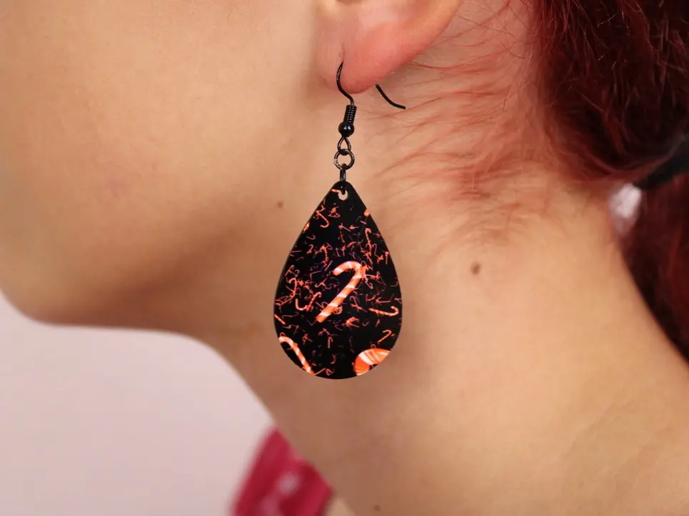 3D Candy Canes Teardrop Earrings with Hypoallergenic Hooks
