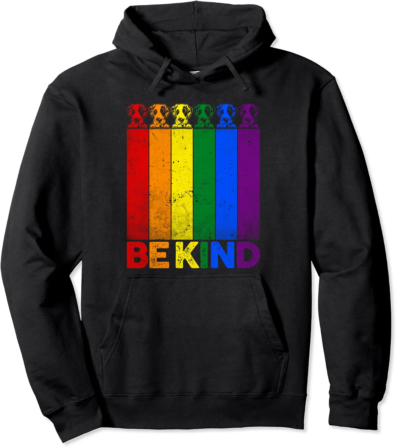Vintage Dalmatian Rainbow Flag Be Kind LGBT Pride Pullover Hoodie - Keylamartine Shop 95B0B2D8R8KL