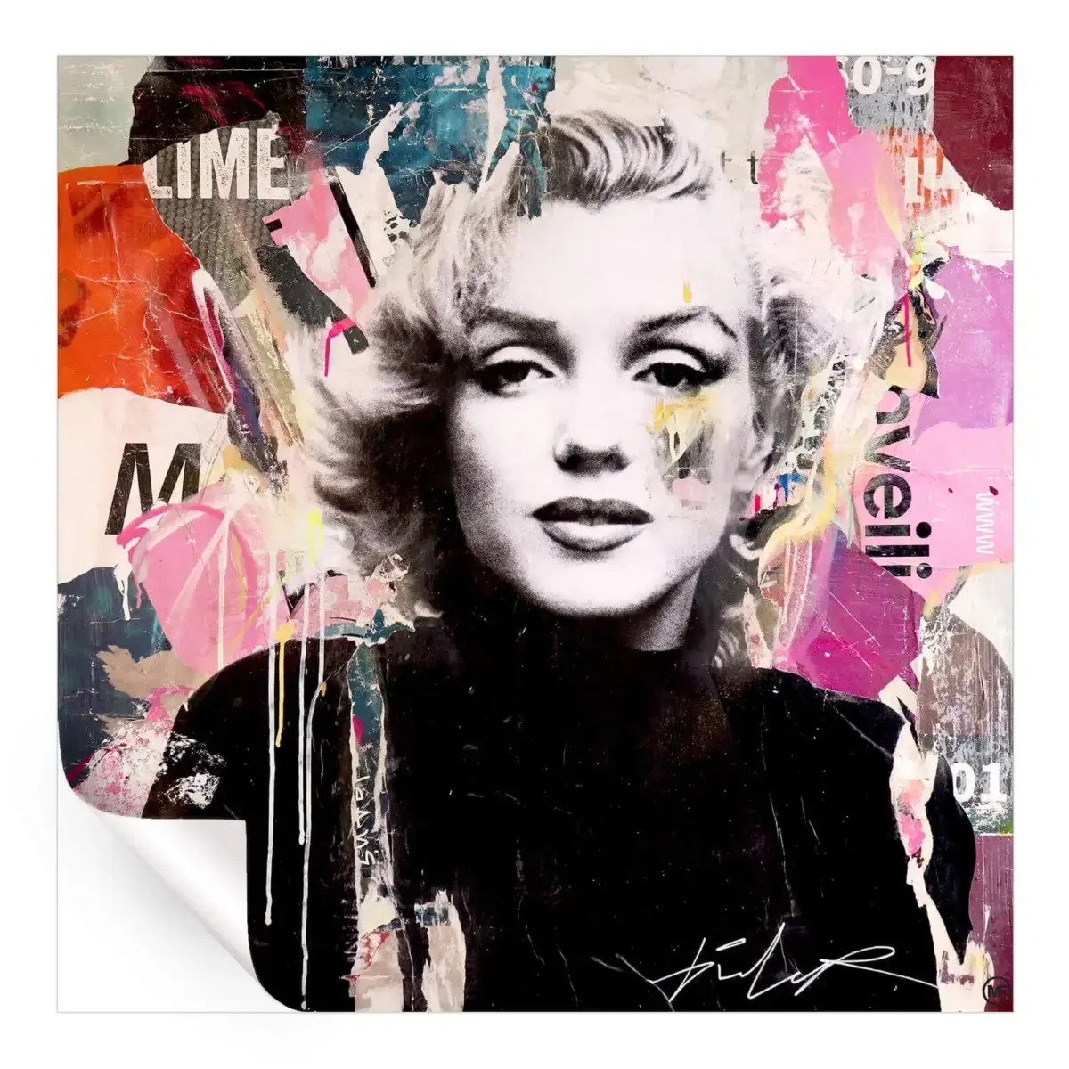 Marilyn Monroe Collage Peel & Stick Canvas Decal,  Stickablez Wall Art Print