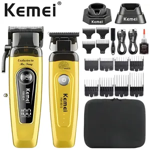 Kemei Km-90-4 + Km-90-5 Hair Clipper Set, Push Trimmer & Detail Edge Comb, 11500rpm High Speed Low Noise, Salon/home Use
