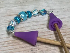Beaded Stitch Holder Point Protector- Sky Blue