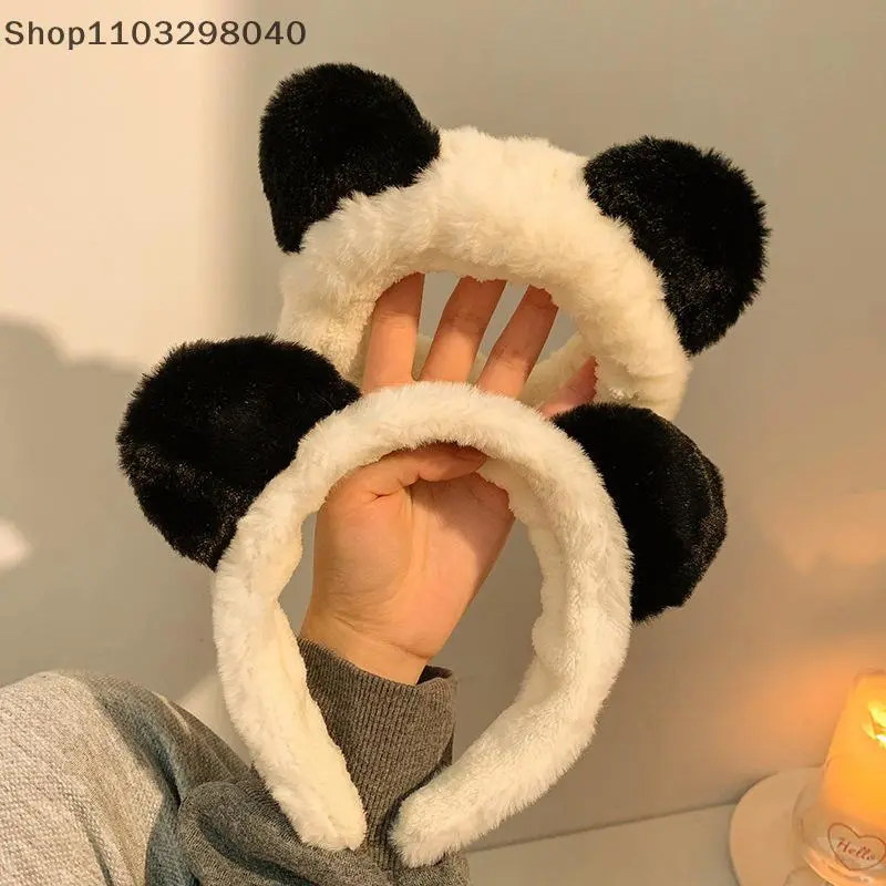 Panda Ear Plush Headband For Women – Furry Hair Hoop For Makeup, Face Washing, And Styling