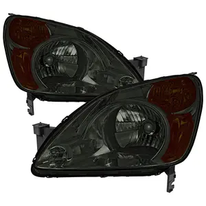 2002-2004 Honda CR-V Factory Style Headlights with Amber Reflector (Chrome Housing/Smoked Lens)