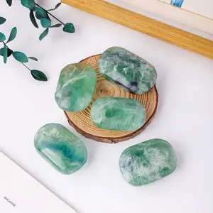 Natural Feather Fluorite Palm Stone for Home Decor, Chakra Healing Gemstone, Reiki Meditation & Witchcraft Tool