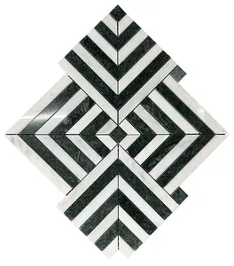 Green & White Marble Backsplash Mosaic Floor and Wall Tiles (12x12 inch) DP6011