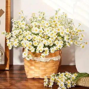 60/120 Artificial Daisy Bouquet - Lifelike White Chrysanthemum Flowers and Yellow Buds - Maintenance-Free Plastic Fake Flower Decor - Suitable for Weddings, Valentine's Day, Christmas, Mother's Day, Hanukkah - DIY Home Decor, Table Centerpiece, Party