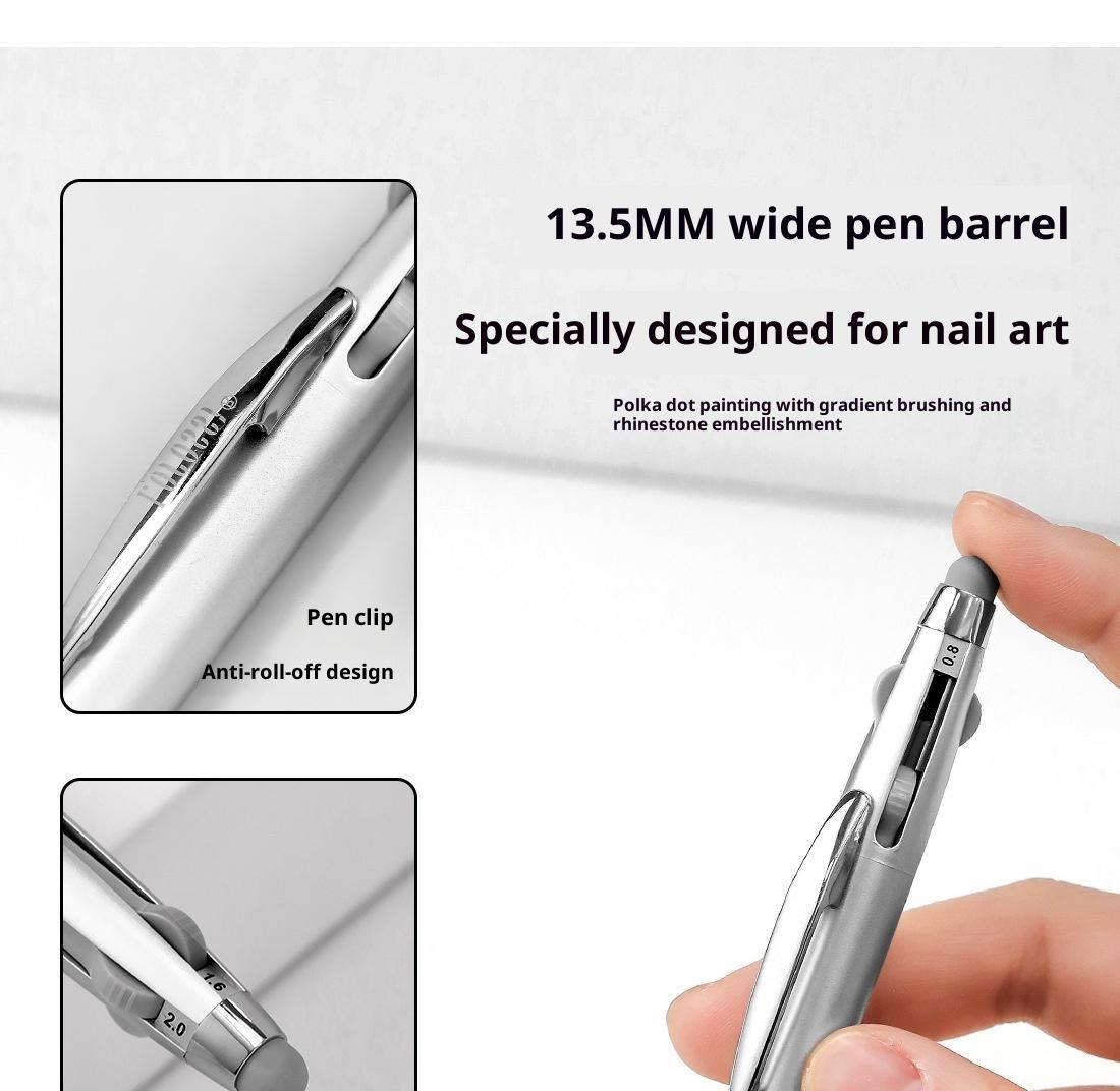 New nail bead pen five in one press type wave point pen can rub powder, draw multiple head drill pen nail tool