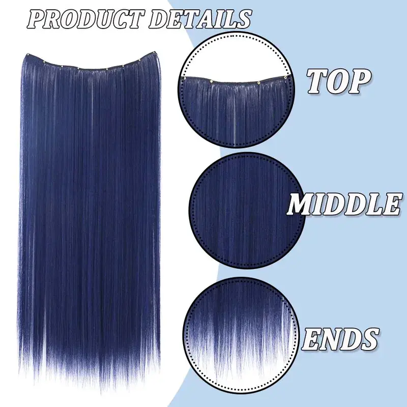22inchs Colorful Straight Clip-in Hair Extension For women Long Synthetic Hairpiece Heat-resistant Easy to wear-Daily/Festival