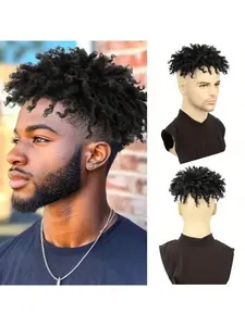Dreadlock Hair Toppers with Clips, 3inch Dreadlock Hair Toupee for Men, Short Locs Hair, Synthetic Dreadlocks, Hair Wiglets, Hairpieces